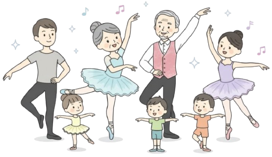 家族みんなでバレエを楽しんでいるアイコン1