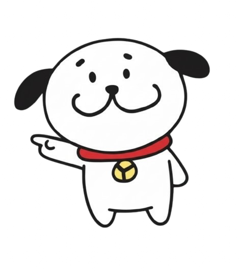 ワイデワンちゃんが左を指さしているアイコン
