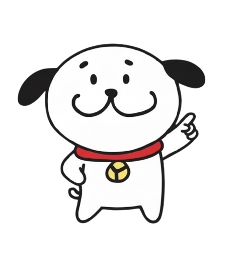 ワイデワンちゃんが上を指さしているアイコン